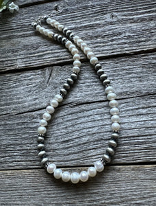 Sterling Silver Freshwater Pearls Bead Choker Necklace. 14 Inch. Gift