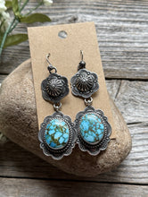 Load image into Gallery viewer, Navajo Sterling Silver Kingman Spiderweb Turquoise Earrings A Albert Jake
