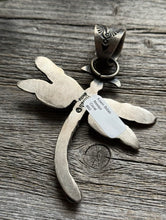 Load image into Gallery viewer, Navajo Native American Sterling Silver Red Coral Dragonfly Pendant. K Billah