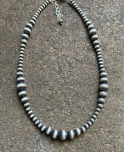Load image into Gallery viewer, 4mm - 8mm Multi Graduated Sterling Silver Oxidized Pearls Bead Necklace 14 Inch