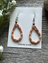 Load image into Gallery viewer, Southwestern 925 Sterling Silver Pink Coral Pearls Bead Earrings. 2 Inch