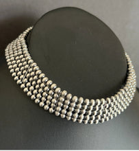 Load image into Gallery viewer, Multi Strand Choker Sterling Silver 5mm Pearls Bead Necklace. 16 Inch. Gift
