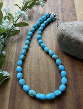 Load image into Gallery viewer, Sleeping Beauty Turquoise Sterling Silver Nuggets Bead Necklace 18 inch Gift