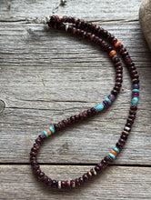 Load image into Gallery viewer, Purple Spiny Oyster Multi Stone Color Sterling Silver Bead Necklace 18 inch Gift