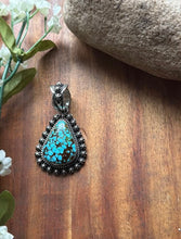 Load image into Gallery viewer, Navajo Sterling Silver Kingman Spiderweb Turquoise Pendant H Piasso