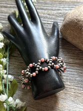 Load image into Gallery viewer, Floral Sterling Silver Pink Conch Pearls Bead Bracelet. 6.5 Inch