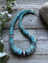 Load image into Gallery viewer, Sterling Silver Graduated Vibrant Blue Turquoise Bead Necklace 18 inch