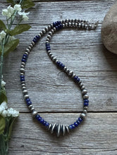Load image into Gallery viewer, Sterling Silver Multi Bead Lapis W Pearls Bead Necklace. 18 inch. Gift