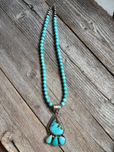 Load image into Gallery viewer, Handmade Navajo Turquoise Pendent Sterling Silver .
Turquoise W Silver Necklace