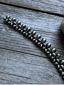 Sterling Silver 5mm 6mm 8mm Pearls Bead Bracelet. 7 Inch
