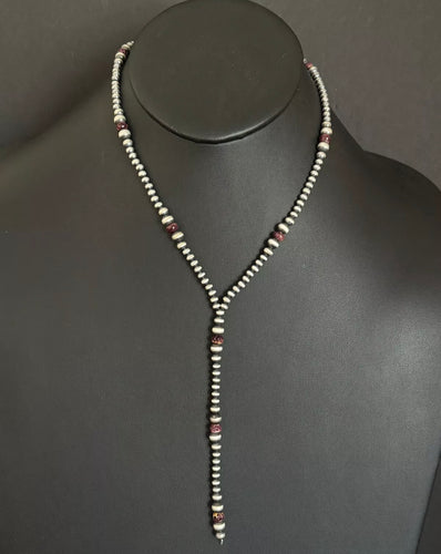 Sterling Silver Purple Spiny Oyster W Pearls Bead Lariat Y Necklace. 26 inch