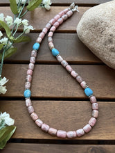 Load image into Gallery viewer, Sterling Silver Rhodochrosite Turquoise Bead Necklace. 18 inch. Gift