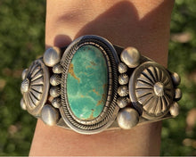 Load image into Gallery viewer, Navajo Native Sterling Silver Green Turquoise Cuff Bracelet Martinez