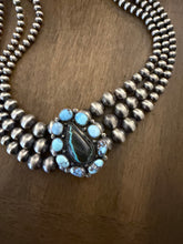 Load image into Gallery viewer, Navajo sterling silver golden hills/ blk jack turquoise choker necklace 22 inch