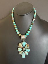 Load image into Gallery viewer, Navajo sterling silver number 8 turquoise  pendant necklace Ky