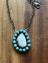 Load image into Gallery viewer, Navajo Sterling Silver White Buffalo Turquoise Cluster Chain Lariat Necklace CY
