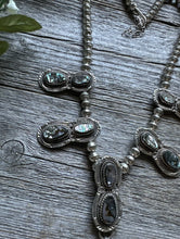 Load image into Gallery viewer, Native American Sterling Silver Shell Lariat Y Bead Necklace. B