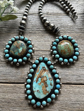 Load image into Gallery viewer, Navajo Sterling Silver Royston Turquoise Cluster Lariat Y Bead Necklace KY