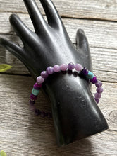 Load image into Gallery viewer, Multi Stone Purple 6.5 Inch Stretch Elastic Stretchy Bead Bracelet Gift