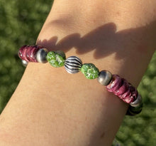 Load image into Gallery viewer, Purple Spiny Oyster Sonoran Gold Turquoise Sterling Silver Pearls Bead Bracelet