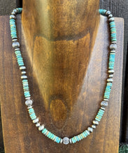 Load image into Gallery viewer, Southwestern Sterling Silver Blue Turquoise W Pearls Bead Necklace 18 inch Gift