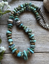 Load image into Gallery viewer, Sterling Silver Blue Green Turquoise Nuggets Pearls Bead Necklace 24 inch Gift