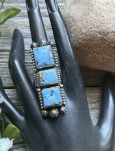 Load image into Gallery viewer, Native American Sterling Silver Golden Hill Turquoise Ring. Size 8. Mary Ellen