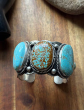 Load image into Gallery viewer, Navajo Sterling Silver Blue Number 8 Turquoise Cuff Bracelet RY