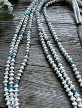 Load image into Gallery viewer, Vintage Native American Sterling Silver White Howlite Turquoise Bead Necklace 37