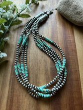 Load image into Gallery viewer, Sterling Silver Multi Strand Turquoise Pearls Bead Necklace 20 Inch