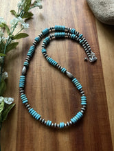 Load image into Gallery viewer, Sterling Silver Blue Turquoise W Multi Bead Pearls Necklace. 24 inch. Gift
