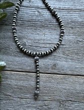 Load image into Gallery viewer, Southwestern Sterling Silver Lariat Y Pearls Bead Necklace 18 Inch