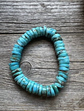 Load image into Gallery viewer, Blue Turquoise Heishi 7 Inch Stretch Bead Bracelet Gift