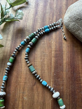 Load image into Gallery viewer, Sterling Silver Brown Wild Horse Turquoise Bead Necklace. 22 inch. Gift