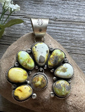 Load image into Gallery viewer, Navajo Sterling Silver Green Palomino Turquoise Naja Pendant Handmade KY