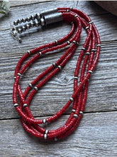 Load image into Gallery viewer, Sterling Silver Multi Strand Red Coral W Pearls Bead Necklace 22 Inch