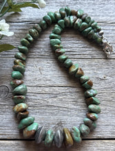 Load image into Gallery viewer, Sterling Silver Green Graduated Turquoise Nuggets Bead Necklace 18 inch