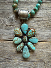 Load image into Gallery viewer, Navajo sterling silver number 8 turquoise  pendant necklace Ky