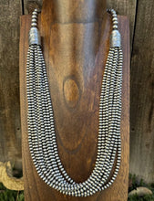 Load image into Gallery viewer, 4mm Multi 10 Strand 925 Sterling Silver Oxidized Pearls Bead Necklace 24 Inch