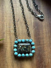 Load image into Gallery viewer, Navajo Sterling Silver Black Jack Turquoise Cluster Chain Lariat Necklace CY