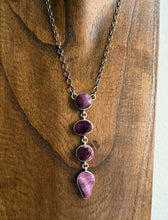 Load image into Gallery viewer, Navajo Sterling Silver Purple Spiny Oyster Lariat Chain Necklace C Shorty