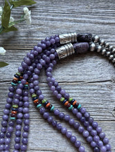 Load image into Gallery viewer, Southwestern Sterling Silver Multi Stone Purple Pearls Bead Necklace 30 Inch