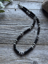 Load image into Gallery viewer, Southwestern Sterling Silver Black Onyx Pearls Bead Necklace 18 inch Gift