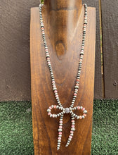 Load image into Gallery viewer, Bow Sterling Silver Multi Graduated Pink Conch Pearls Bead Necklace 24 inch Gift