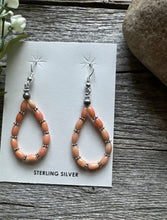 Load image into Gallery viewer, Southwestern 925 Sterling Silver Pink Coral Pearls Bead Earrings. 2 Inch