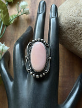 Load image into Gallery viewer, Navajo Handmade Sterling Silver Pink Conch Adjustable Ring Etta Enditto Gift