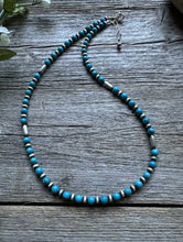 Load image into Gallery viewer, Sterling Silver Blue Turquoise W Pearls Bead Necklace. 16 inch