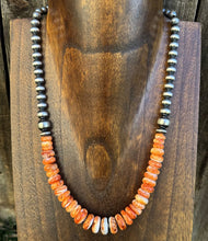 Load image into Gallery viewer, Sterling Silver Orange Spiny Oyster W Pearls Bead Necklace 18 inch