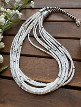 Load image into Gallery viewer, Sterling Silver Multi Strand MOP Mother Of Pearl Bead Necklace 26 inch