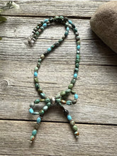 Load image into Gallery viewer, Bow Blue Green Turquoise Sterling Silver Pearls Bead Necklace. 18 Inch. Gift